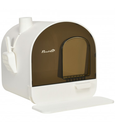 Cat Litter Tray Hooded Kitten Toilet w/ Scoop, Filter, Flap Door 43 x 44 x 47cm