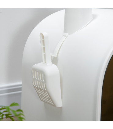 Cat Litter Tray Hooded Kitten Toilet w/ Scoop, Filter, Flap Door 43 x 44 x 47cm