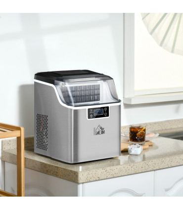 Ice Maker Machine Counter Top Silver 20kg in 24 Hrs 37.1H x 25.2L x 36Wcm
