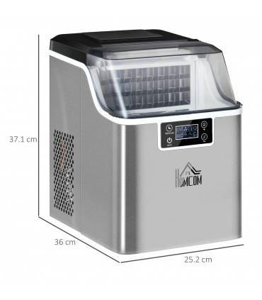 Ice Maker Machine Counter Top Silver 20kg in 24 Hrs 37.1H x 25.2L x 36Wcm