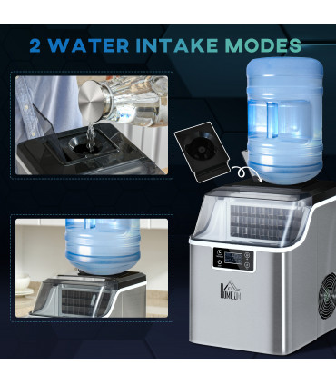 Ice Maker Machine Counter Top Silver 20kg in 24 Hrs 37.1H x 25.2L x 36Wcm