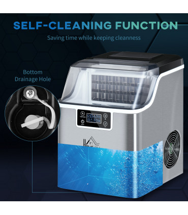 Ice Maker Machine Counter Top Silver 20kg in 24 Hrs 37.1H x 25.2L x 36Wcm