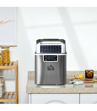 Ice Maker Machine Counter Top Silver 20kg in 24 Hrs 37.1H x 25.2L x 36Wcm