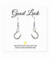 Silver 11.5mm Horseshoe Charm Earrings with Good Luck Message Card