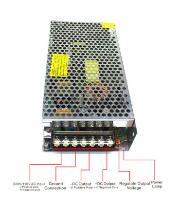 LED Switching Power Supply IP20 DC24V 180W Silver Metal Electronic Parts