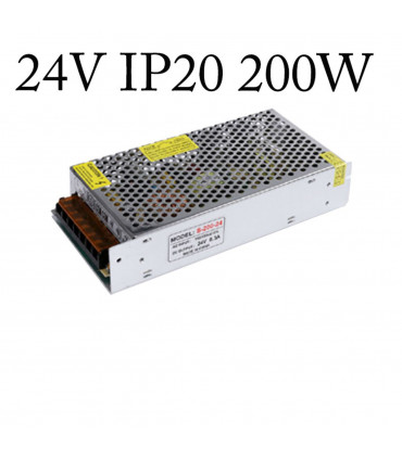 LED Power Supply Silver Tone Metal Electronic Parts 200W IP20 DC24V Transformer