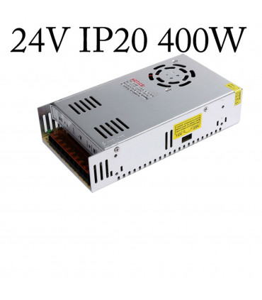 LED Silver Tone Metal IP20 DC24V Power Supply Transformer 400W - 21.50 x 11.50