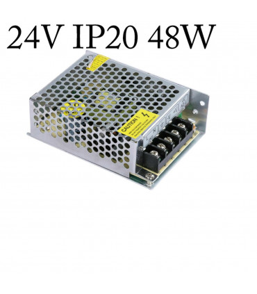 LED Switching Power Supply IP20 DC24V Silver Tone Metal Electronic Parts 48W