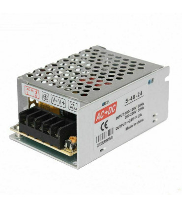 LED Switching Power Supply IP20 DC24V Silver Tone Metal Electronic Parts 48W