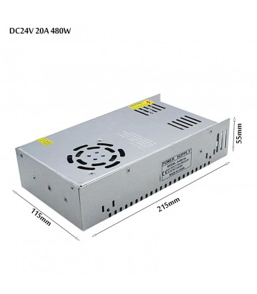 LED Power Supply Transformer Silver Tone Metal Electronic Parts 480W DC24V IP20