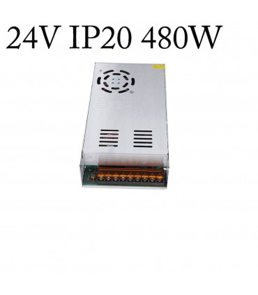 LED Power Supply Transformer Silver Tone Metal Electronic Parts 480W DC24V IP20