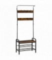 Industrial Coat Rack Stand with 8 Hooks Hangers Storage Cabinet Brown