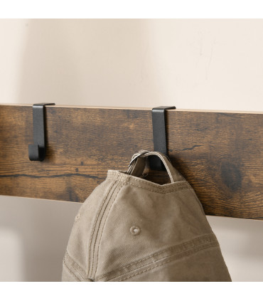 Industrial Coat Rack Stand with 8 Hooks Hangers Storage Cabinet Brown