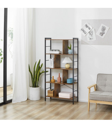 Metal Industrial Storage Shelf Bookcase Rustic Brown 198cm Long x 140cm H