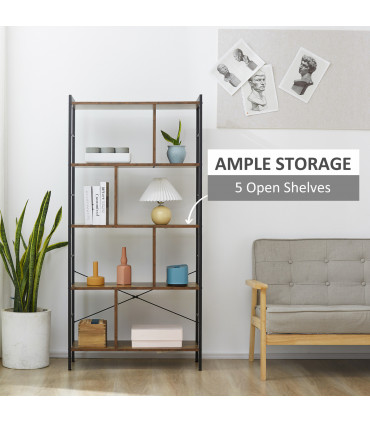 Metal Industrial Storage Shelf Bookcase Rustic Brown 198cm Long x 140cm H