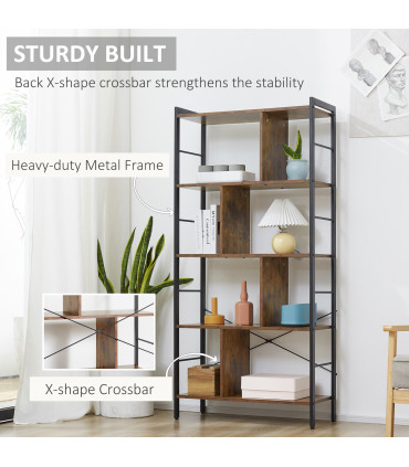 Metal Industrial Storage Shelf Bookcase Rustic Brown 198cm Long x 140cm H