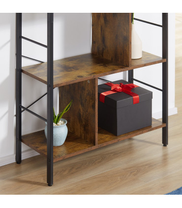 Metal Industrial Storage Shelf Bookcase Rustic Brown 198cm Long x 140cm H