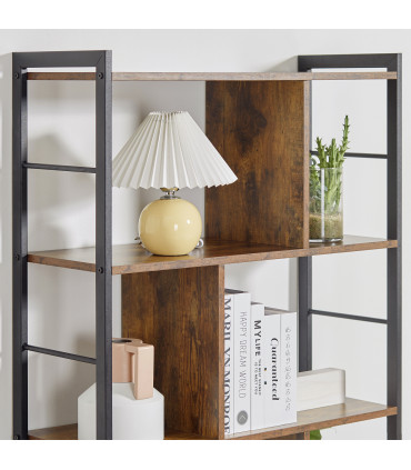 Metal Industrial Storage Shelf Bookcase Rustic Brown 198cm Long x 140cm H