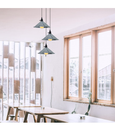 Ceiling Pendant Light Industrial 3 Head Cluster Cone Shaped Metal 22cm x 10cm