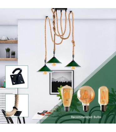 Industrial Pendant Light Retro Vintage Chandelier Hemp Rope Ceiling spider