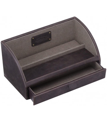 Charging Valet Brown & Khaki Drawer Khaki canvas lining Phones tablets gadgets