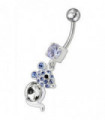 Jeweled Dangling Banana Bar Fancy Small Rat Belly Ring