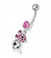 Jeweled Dangling Banana Bar Fancy Small Rat Belly Ring