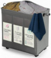 Laundry Storage Basket 120L Collapsible on Wheels Grey 600D Oxford 20x57x36 cm