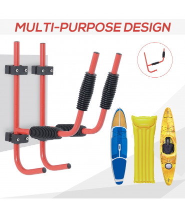 Kayak Wall Mount Rack Heavy Duty Storing Storage Hangers Canoe Fixings Iron Red