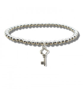 Key Silver Beaded Bracelet