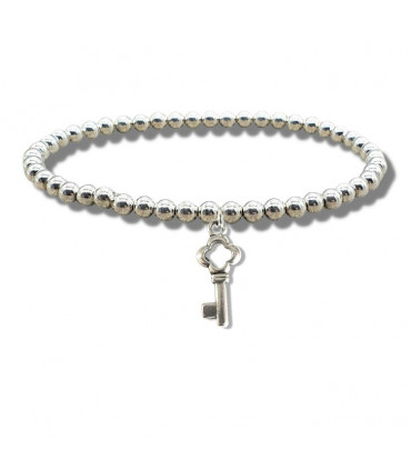 Key Silver Beaded Bracelet