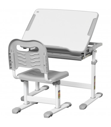 Kids Desk and Chair Set Adjustable Tiltable w/ Drawer, Pen Slot, Hook