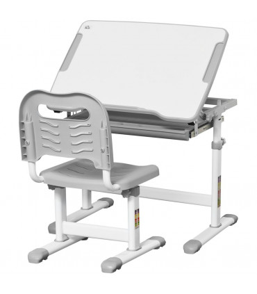 Kids Desk and Chair Set Adjustable Tiltable w/ Drawer, Pen Slot, Hook