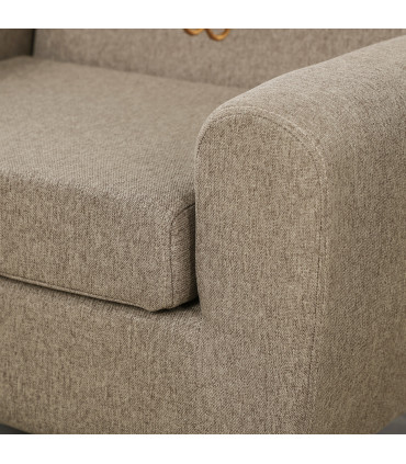 Kids Mini Sofa Toddler Chair Brown Linen Eucalyptus Wood Sponge 60x42x50cm