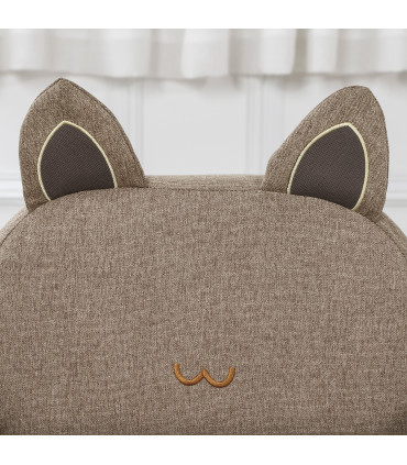 Kids Mini Sofa Toddler Chair Brown Linen Eucalyptus Wood Sponge 60x42x50cm