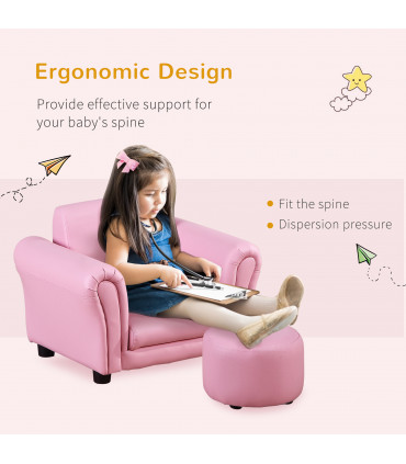 Kids Sofa Children Chair Seat Armchair Pink Wood Plastic 25D Fireproof Sponge
