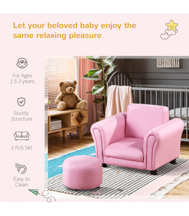Kids Sofa Children Chair Seat Armchair Pink Wood Plastic 25D Fireproof Sponge