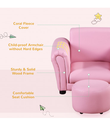 Kids Sofa Children Chair Seat Armchair Pink Wood Plastic 25D Fireproof Sponge