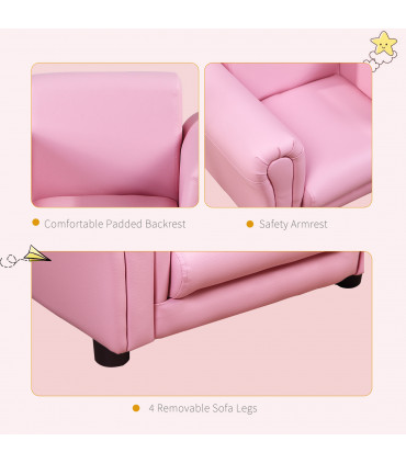 Kids Sofa Children Chair Seat Armchair Pink Wood Plastic 25D Fireproof Sponge