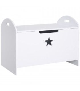 Kids Wooden Toy Children Organizer Side Handle White - MDF 46.5H x 62L x 40Wcm