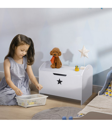 Kids Wooden Toy Children Organizer Side Handle White - MDF 46.5H x 62L x 40Wcm