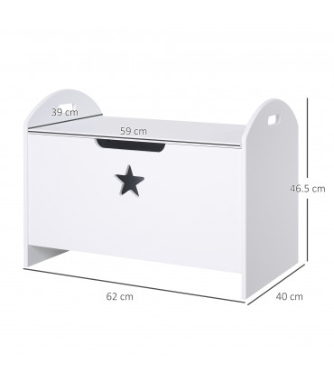 Kids Wooden Toy Children Organizer Side Handle White - MDF 46.5H x 62L x 40Wcm