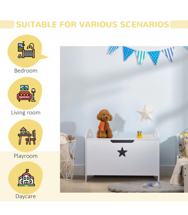 Kids Wooden Toy Children Organizer Side Handle White - MDF 46.5H x 62L x 40Wcm