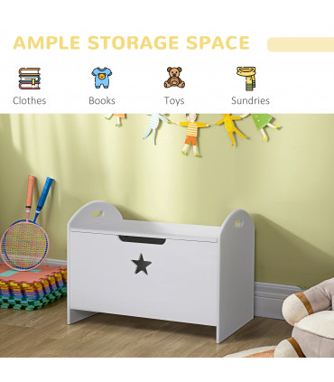 Kids Wooden Toy Children Organizer Side Handle White - MDF 46.5H x 62L x 40Wcm