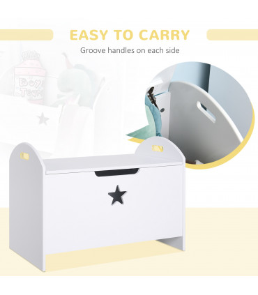 Kids Wooden Toy Children Organizer Side Handle White - MDF 46.5H x 62L x 40Wcm