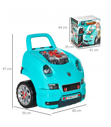 Kids Truck Engine Toy Set Horn Light Car Key Age 3-5 Years, Teal Green