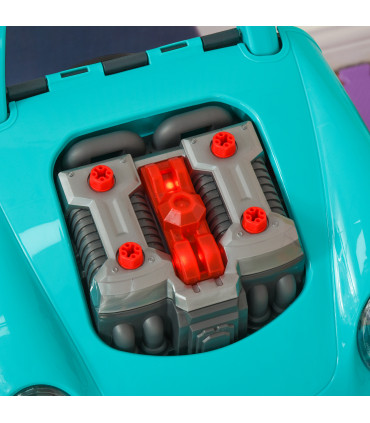 Kids Truck Engine Toy Set Horn Light Car Key Age 3-5 Years, Teal Green