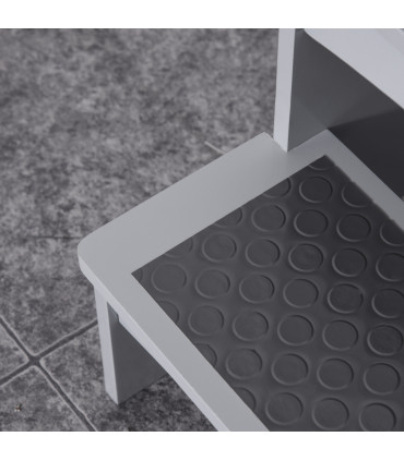 Kids Wooden 2-Step Stool Mini Ladder Assistance Unit Grey 80H x 45L x 40Wcm