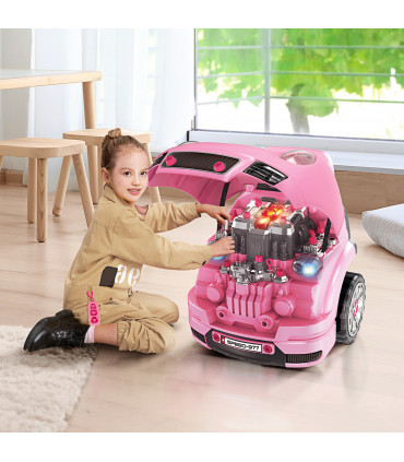 Kids Truck Engine Toy Set - Pink ABS and PP 47H x 40L x 39Wcm 3-5 Years