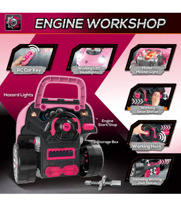 Kids Truck Engine Toy Set - Pink ABS and PP 47H x 40L x 39Wcm 3-5 Years